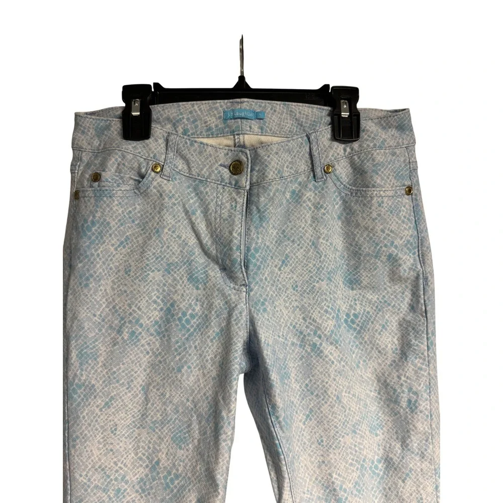 J.McLaughlin Women's Size 4 Lexi Snake Print‎ Slim Leg Jeans  Blue White Flaw